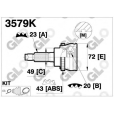 3579K GLO Шарнирный комплект, приводной вал