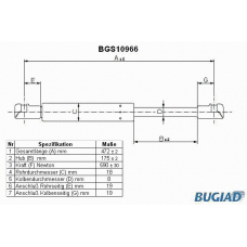 BGS10966 BUGIAD Газовая пружина, крышка багажник