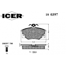 180397 ICER Комплект тормозных колодок, дисковый тормоз