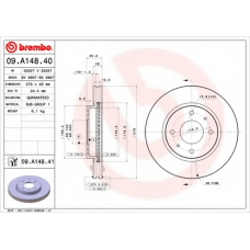 09.A148.40 BREMBO Тормозной диск