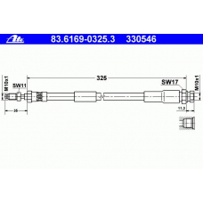 83.6169-0325.3 ATE Тормозной шланг