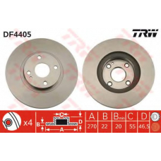 DF4405 TRW Тормозной диск