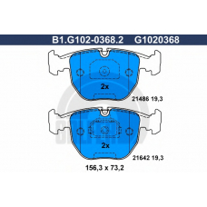 B1.G102-0368.2 GALFER Комплект тормозных колодок, дисковый тормоз