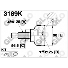 3189K GLO Шарнирный комплект, приводной вал