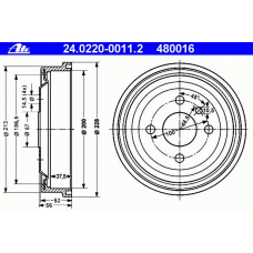 24.0220-0011.2 ATE Тормозной барабан