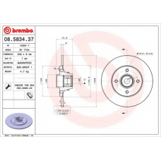 08.5834.37 BREMBO Тормозной диск