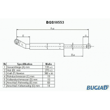 BGS10553 BUGIAD Газовая пружина, крышка багажник