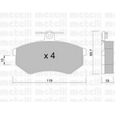 22-0148-0 METELLI Комплект тормозных колодок, дисковый тормоз