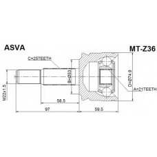 MT-Z36 ASVA Шарнирный комплект, приводной вал