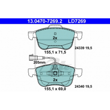 13.0470-7269.2 ATE Комплект тормозных колодок, дисковый тормоз