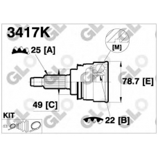 3417K GLO Шарнирный комплект, приводной вал