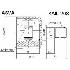 KAIL-20S ASVA Шарнирный комплект, приводной вал