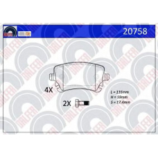 20758 GALFER Комплект тормозных колодок, дисковый тормоз