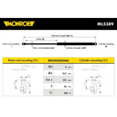 ML5389 MONROE Газовая пружина, капот