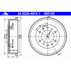 24.0225-4014.1 ATE Тормозной барабан
