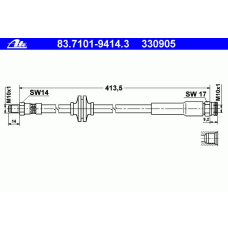 83.7101-9414.3 ATE Тормозной шланг