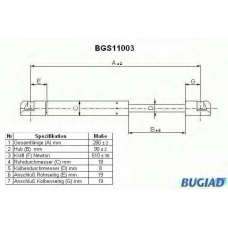 BGS11003 BUGIAD Газовая пружина, крышка багажник