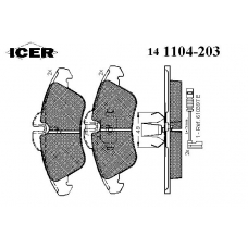 141104-203 ICER Комплект тормозных колодок, дисковый тормоз