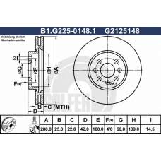 B1.G225-0148.1 GALFER Тормозной диск