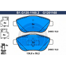 B1.G120-1160.2 GALFER Комплект тормозных колодок, дисковый тормоз