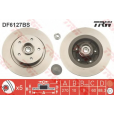 DF6127BS TRW Тормозной диск