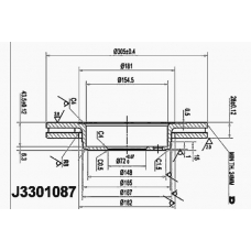 J3301087 NIPPARTS Тормозной диск