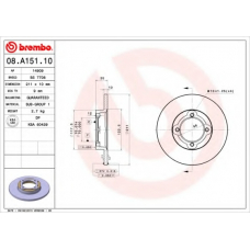 08.A151.10 BREMBO Тормозной диск