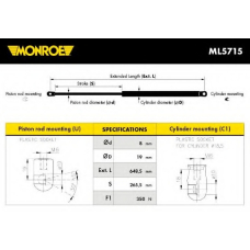 ML5715 MONROE Газовая пружина, капот