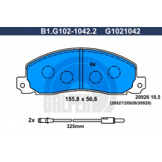 B1.G102-1042.2 GALFER Комплект тормозных колодок, дисковый тормоз