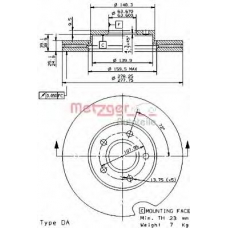 24919 V METZGER Тормозной диск