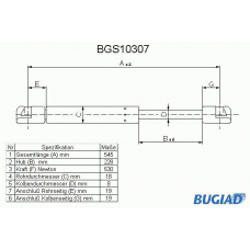 BGS10307 BUGIAD Газовая пружина, крышка багажник