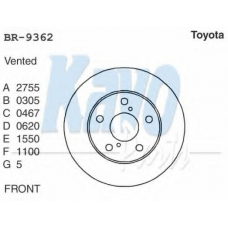 BR-9362 KAVO PARTS Тормозной диск