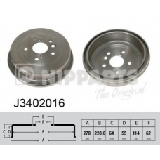 J3402016 NIPPARTS Тормозной барабан