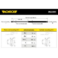 ML5441 MONROE Газовая пружина, капот