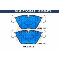 B1.G102-0474.2 GALFER Комплект тормозных колодок, дисковый тормоз