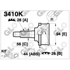 3410K GLO Шарнирный комплект, приводной вал