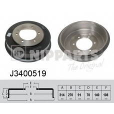 J3400519 NIPPARTS Тормозной барабан