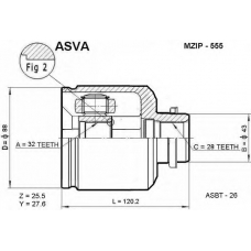 MZIP-555 ASVA Шарнирный комплект, приводной вал