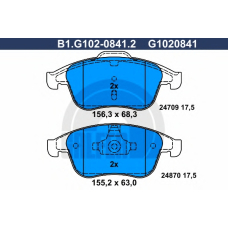 B1.G102-0841.2 GALFER Комплект тормозных колодок, дисковый тормоз