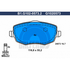 B1.G102-0573.2 GALFER Комплект тормозных колодок, дисковый тормоз