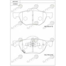 KD1747 ASIMCO Комплект тормозных колодок, дисковый тормоз