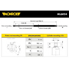 ML6024 MONROE Газовая пружина, капот