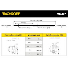 ML6107 MONROE Газовая пружина, капот