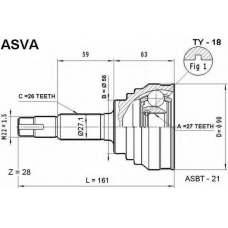 TY-18 ASVA Шарнирный комплект, приводной вал