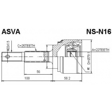 NS-N16 ASVA Шарнирный комплект, приводной вал