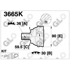 3665K GLO Шарнирный комплект, приводной вал