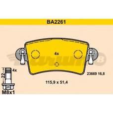 BA2261 BARUM Комплект тормозных колодок, дисковый тормоз