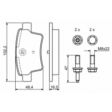 0 986 494 199 BOSCH Комплект тормозных колодок, дисковый тормоз