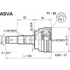 TY-52 ASVA Шарнирный комплект, приводной вал