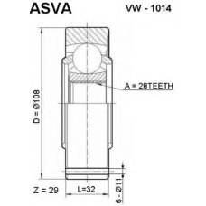 VW-1014 ASVA Шарнирный комплект, приводной вал